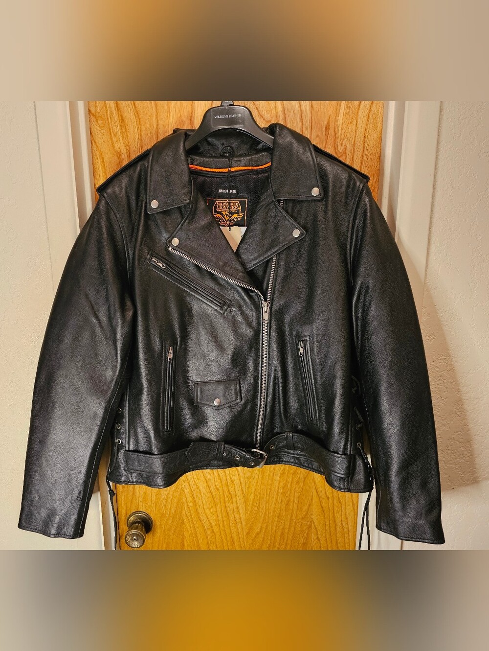 Wilson's Black Leather Biker Jacket - Classic Moto Style 3x NWT